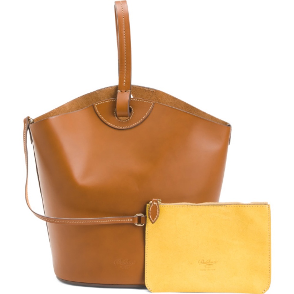 SELLERIA BOLDRINI Leather Rigid Bucket With Detachable Internal Pouch ITALY